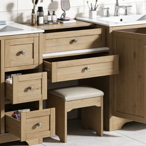 Double Sink Bathroom Vanity With Countertop, 2 Ceramic Sinks, 6 Drawers