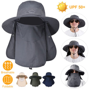 Fishing Bucket Hat Wide Brim Breathable Unisex Hat Sunlight-proof Removable Neck Face Fishing Cap For Fishing Hiking Traveling