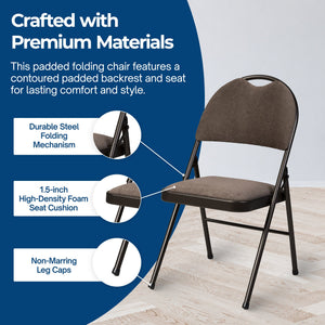 MECO Sudden Comfort Corrin Fabric Double Pad High Back Folding Chair, (Set of 4)