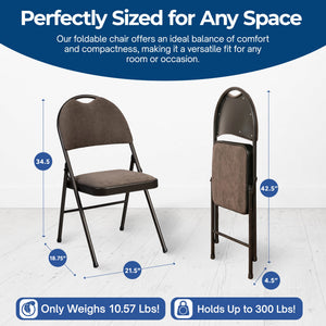 MECO Sudden Comfort Corrin Fabric Double Pad High Back Folding Chair, (Set of 4)
