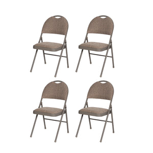 MECO Sudden Comfort Motif Fabric Double Pad High Back Folding Chair, (Set of 4)