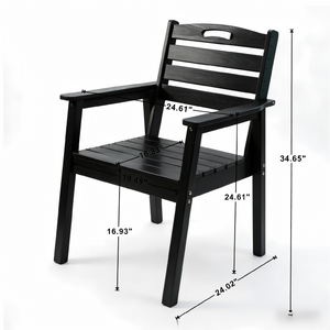 HDPE Outdoor Terrace Dining Chair Set of 2 - Black