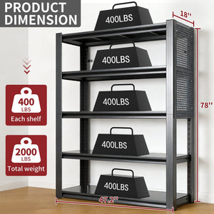 Industrial 5-Tier Adjustable Shelving Unit With Pegboard Heavy-Duty Storage