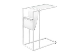 Accent Table, C-Shaped, Contemporary and Modern - White