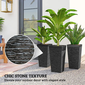 Modern Design Stackable Tapered Planters, Set of 3 Outdoor Planters
