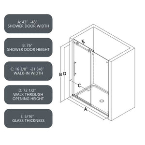 4876 Brushed Nickel Frameless Shower Door with Soft Closing