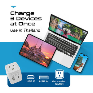 Thailand Travel Adapter - Type O - Dual USB (CTU-18)