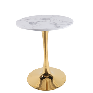 White Marble Tulip Dining Table with Golden Legs