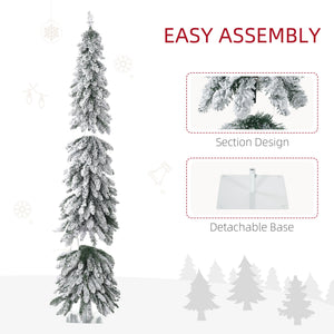 6Ft Prelit Pencil Artificial Christmas Tree with Snow-Flocked Branches - White