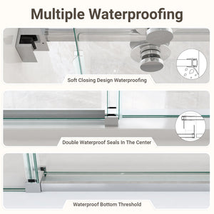 56-60"W x 72"H Frameless Single Sliding Shower Door