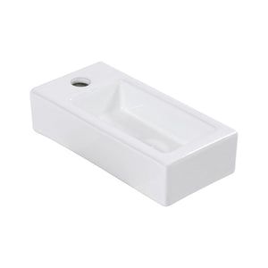 Modern Ceramic Rectangle Wall Mount Bathroom Sink With Single Faucet Hole
