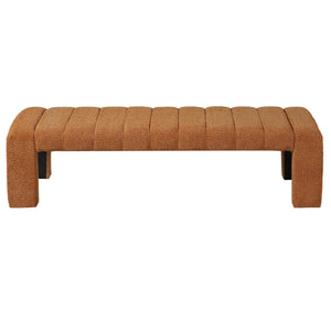 63-Inch Modern Minimalist Multi-Functional Boucle Bench in Orange