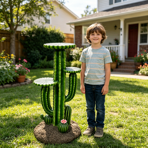 32'' Resin Saguaro Cactus Plant Stand with 3 Display Shelves