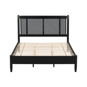 Solid Wood Queen Bed, Heavy Duty 500 lbs Support, No Box Spring Needed