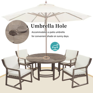 Outdoor Dining Set 5-Piece Patio Table and Chairs with Umbrella Hole