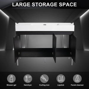 Freestanding Bathroom Vanity With Resin Sink And Storage Cabinet