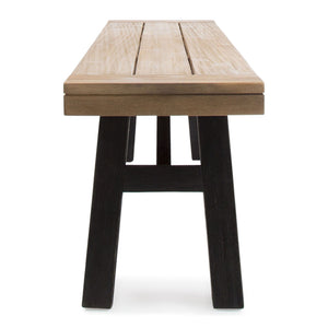 Outdoor Bench With Slat Panel Design And Acacia Wood Frame