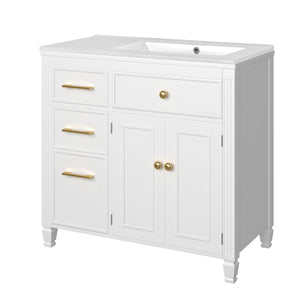 Modern Bathroom Vanity With Ceramic Sink, Freestanding