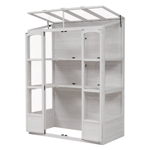 TOPMAX 78-Inch Wooden Greenhouse with Skylights and Folding Shelves