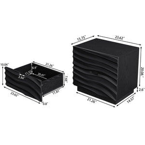 Nightstands, Bedside Table With 2 Drawers (Set of 2) - Black