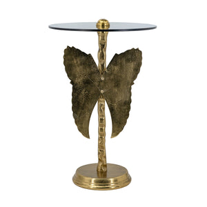 15.5x15.5x24" Round Top Accent Table With Angel Wings