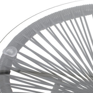 Nusa Modern Rattan Side Table With Tempered Glass Top