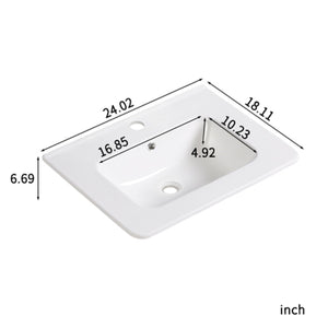 Vessel Sink Top With Overflow Drain - Milk White