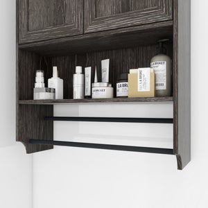 Bathroom Wall Cabinet with Doors, Adjustable Shelf, Towel Bar and Paper Holder