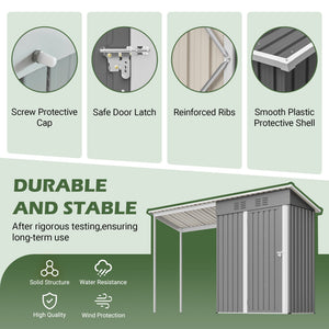 Durable 5x3FT Galvanized Steel Shed & Gazebo Combo
