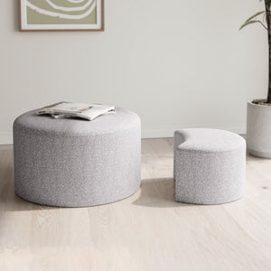 Upholstered Nesting Coffee Tables, Side Table, Footrest, Ottoman & Seat For Living Room Bedroom Entryway Office (Set of 2) - Beige
