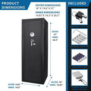 9.33 Cubic Ft Tall Biometric Rifle Safe - Black