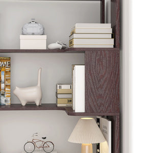 Ox Blood - Red 90Cm L-Shaped Freestanding Corner Bookshelf With Anti Tip Safety, Storage Cabinet For Living Room - Ox Blood Red