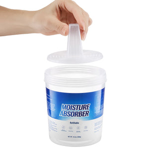Moisture Absorber Bucket, 2 Packs 16.2 oz Hi-Capacity with 800ml Storage