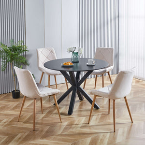 Table Mid-Century Dining Table For 4 - 6 People With Round Table Top, Pedestal Dining Table, End Table Leisure Coffee Table, Cross Leg