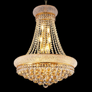 24-Inch Gold Crystal Chandelier, 12-Light French Empire Style Ceiling Light