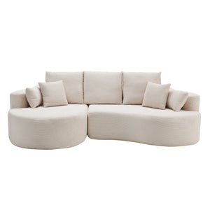 106 in. 2-Piece Fabric Cloud Curved Sectional Corduroy Sofa with Chaise