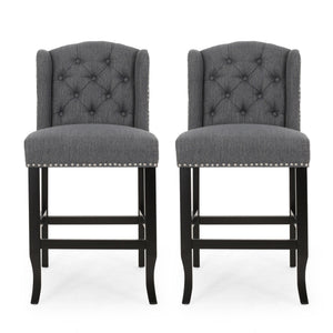 Vienna Fabric Tufted Counter Stool With Nailhead Accents (Set of 2)