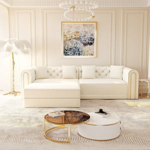3-In-1 Convertible Sleeper Sofa With Movable Ottoman For Living Room