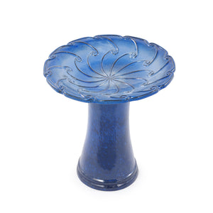 Handmade Glazed Ceramic Bird Bath, Sapphire