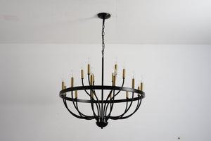 15-Light Industrial Iron Candle Chandelier Modern Farmhouse Pendant Light