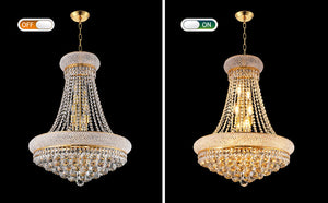 24-Inch Gold Crystal Chandelier, 12-Light French Empire Style Ceiling Light