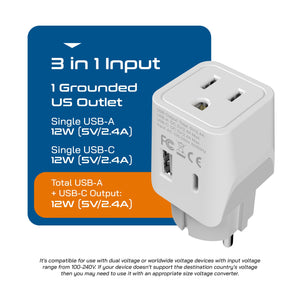 Europe (Schuko) Travel Adapter - Type E/F - Dual USB (CTU-9)
