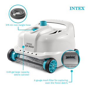 Intex 700 Gal Per Hour Above Ground Pool Cleaner Robot Vacuum w/ 21 Ft Hose