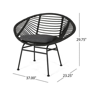Cordella Outdoor Woven Wicker Chairs with Cushions, Set of 2
