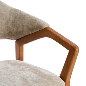 Indoor Upholstered Dining Chair Set of 2 - Oatmeal / Teak