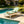 White Iron and Teak Finish Outdoor Chaise Lounge Set