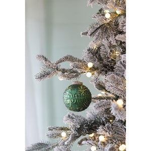 Christmas Ball Ornaments Glass Set of 6 Green Holiday Decor