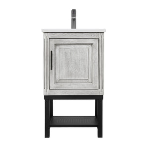 Modern Freestanding Bathroom Vanity With Ceramic Sink, Hot And Cold Faucet, 1 Door Cabinet & Open Shelf