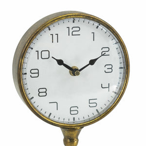6.5x5.9x15.2' Vintage Inspired Gold Iron Table Clock