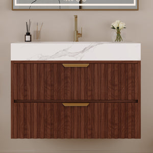 30" Modern Floating Bathroom Vanity with Seamless Sintered Stone Top